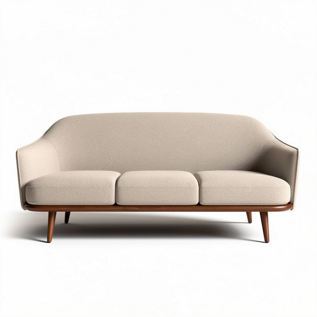 Fabric upholstered sofa with wooden legs - 180 x 80 x 90cm
