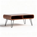 Modern coffee table with open storage - walnut veneer - 120 x 60 x 45cm