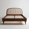 Wooden bed frame with upholstered headboard - 200 x 160 x 100cm