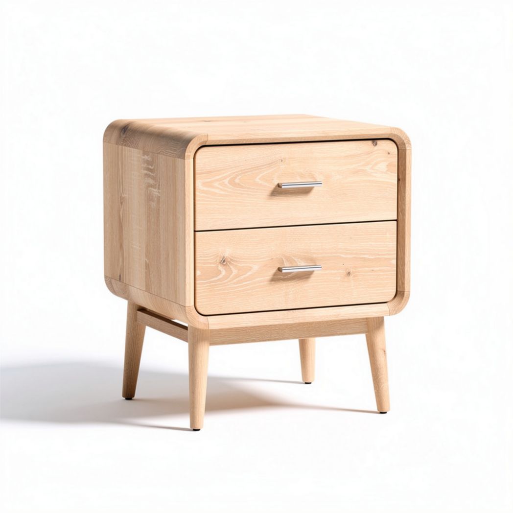 Wooden nightstand with two drawers for bedroom organization - 40 x 40 x 45cm