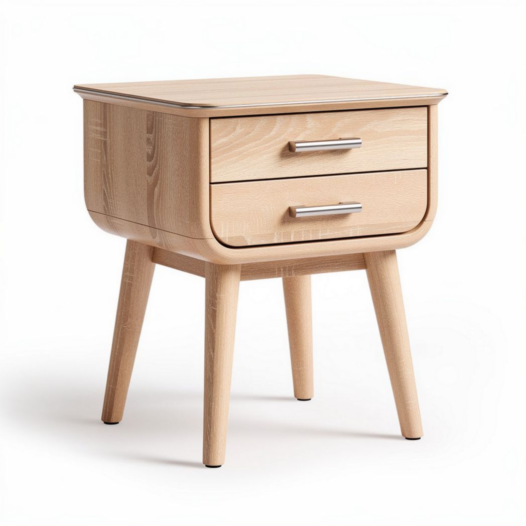 Wooden nightstand with two drawers for bedroom storage - 45 x 40 x 50cm