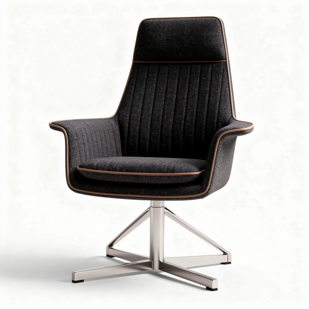 Modern upholstered office chair with swivel base - 60 x 65 x 95cm