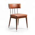 Wooden dining chair with leather upholstery - 45 x 45 x 85cm