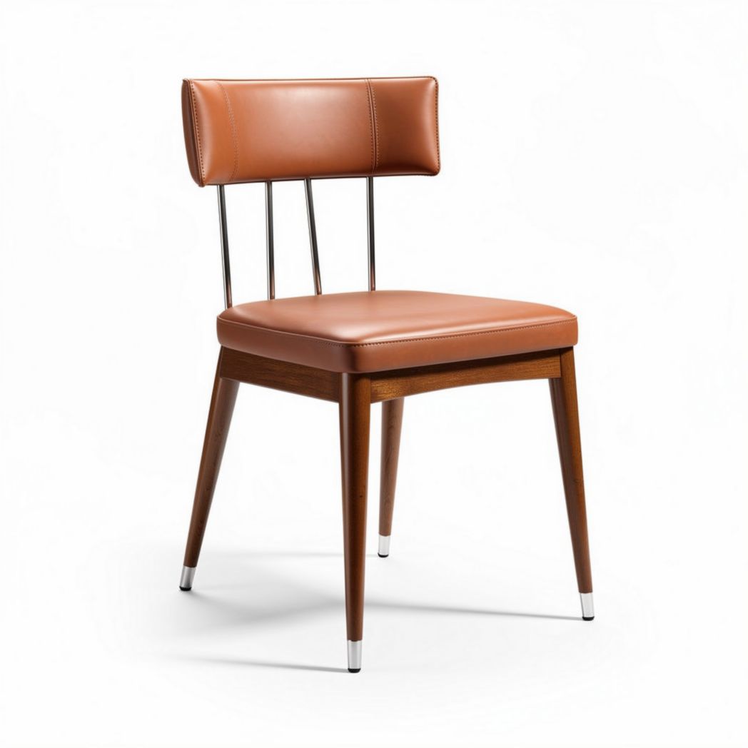 Wooden dining chair with leather upholstery - 45 x 45 x 85cm