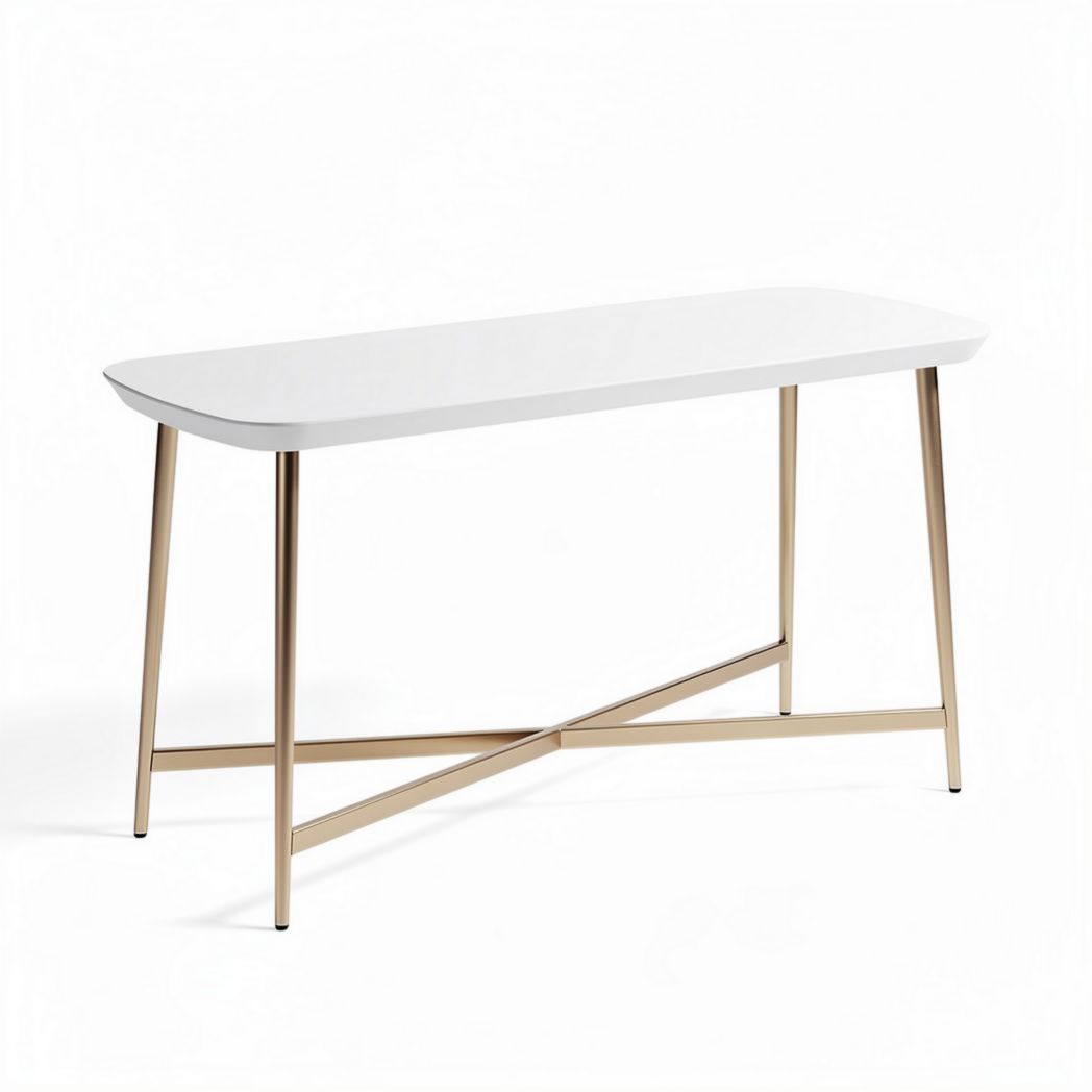 White console table with gold metal legs - 120 x 40 x 75cm