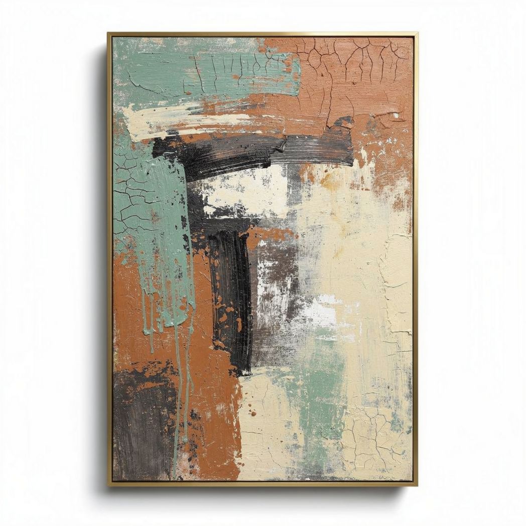 Abstract canvas wall art in a black frame - 60 x 60 x 4cm