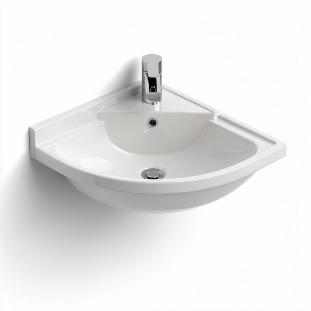 Corner wall-mounted sink in ceramic - 30 x 40 x 15cm
